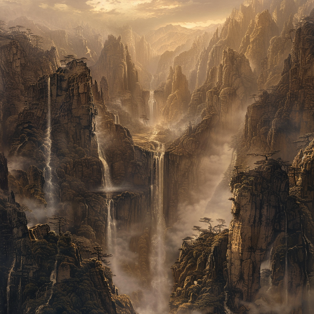 yongsoul666666_A_steep_mountain_with_no_trees_flowing_waterfall_382c44c5-de4f-4b.png